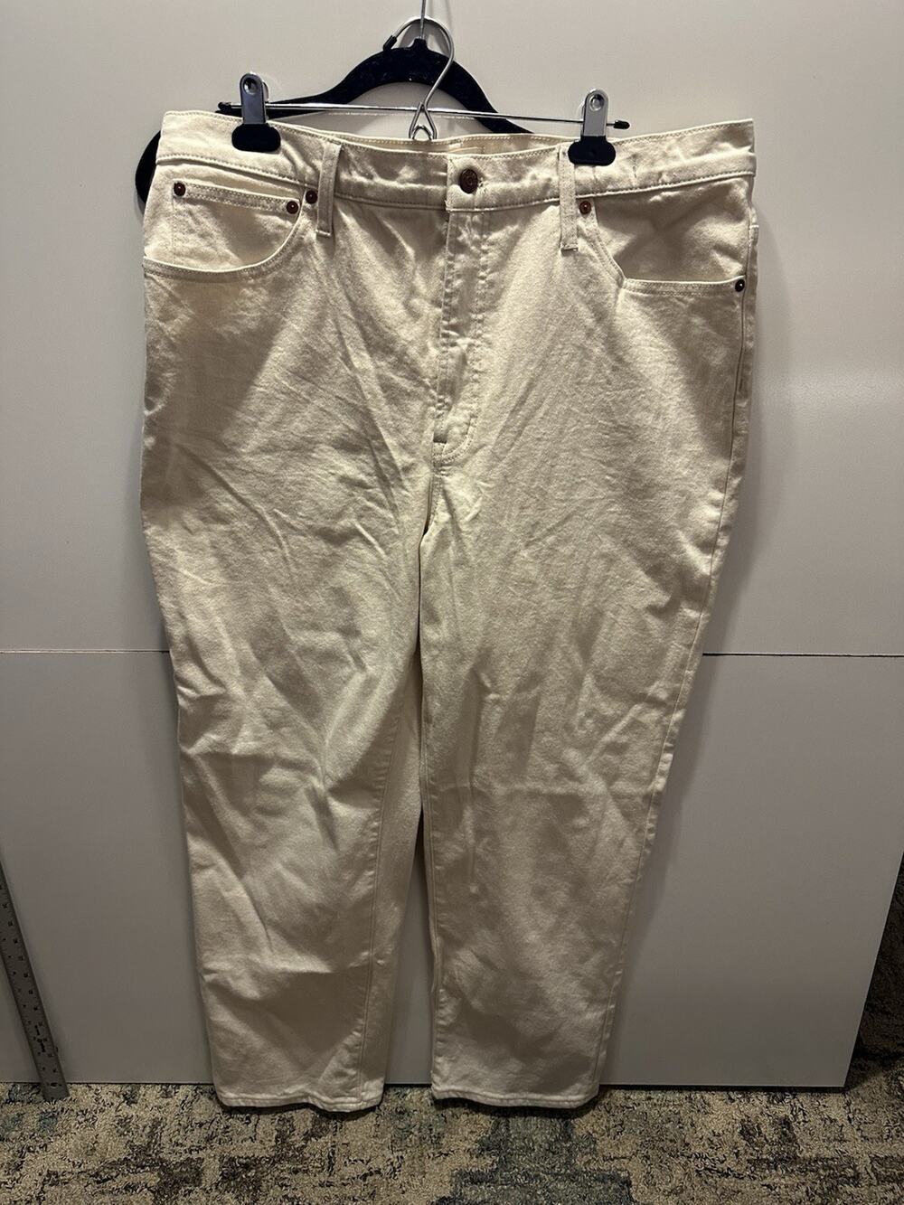 Madewell The Perfect Vintage Straight Jean Magic Pockets Ivory Cotton Size 33